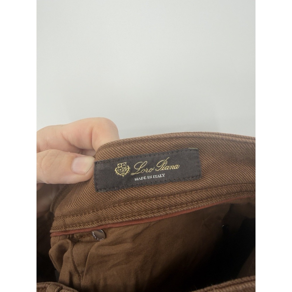 Loro Piana Pants Womens 40 Brown Cotton Stretch Slim Leg Jeans Made Italy Luxury - Picture 4 of 11